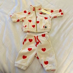 Mini Rodini Cream and Red Heart Kids Matching Set